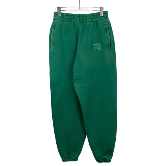 Alexander Wang Green Logo Printed Elastic Waist Cotton Sweatpants Casual Pants S - Picture 1 of 8